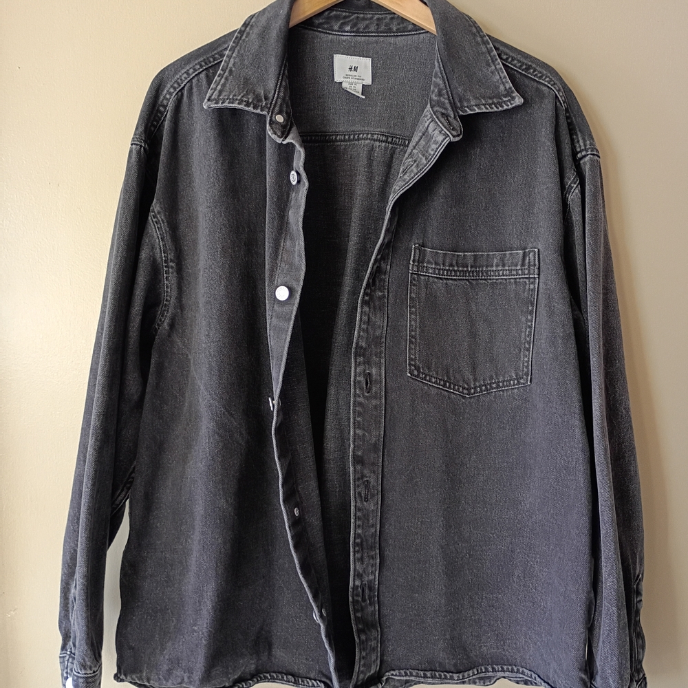 H&M Black Denim Shirt Jacket - Picture 2 of 7
